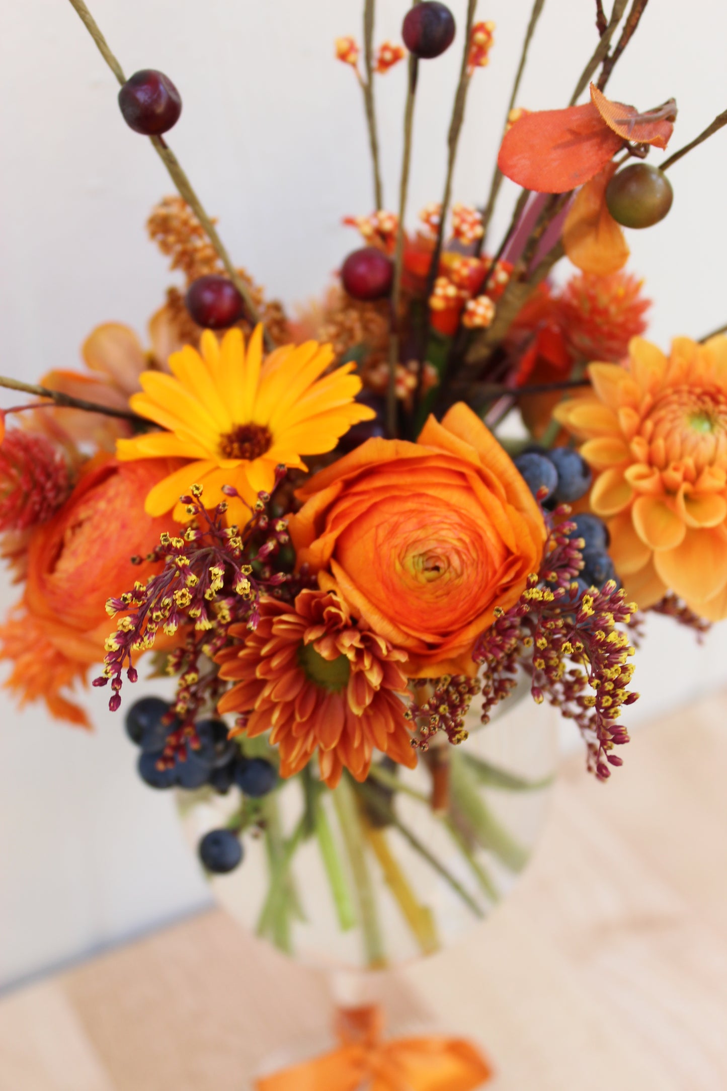 wine glass flowers