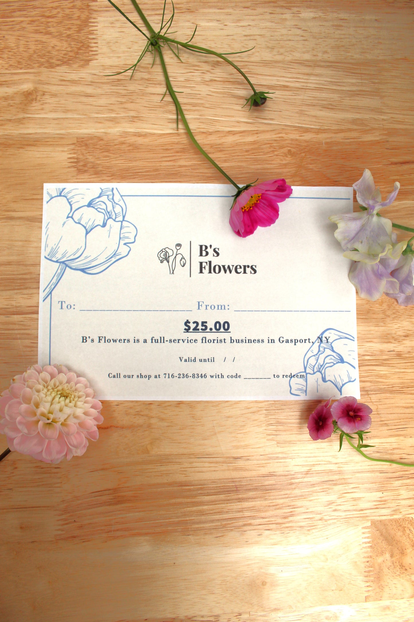 b's flowers gift certificate