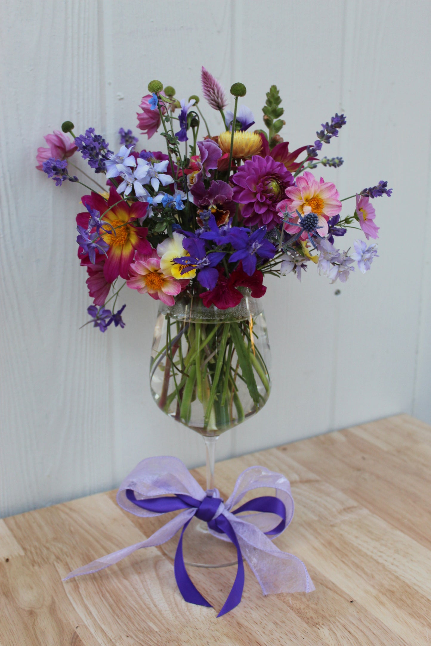 wine glass flowers