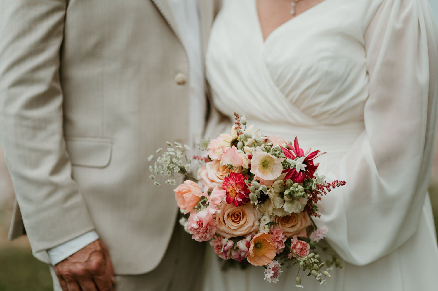 pink wedding flowers by B's Flowers LLC in Gasport, NY