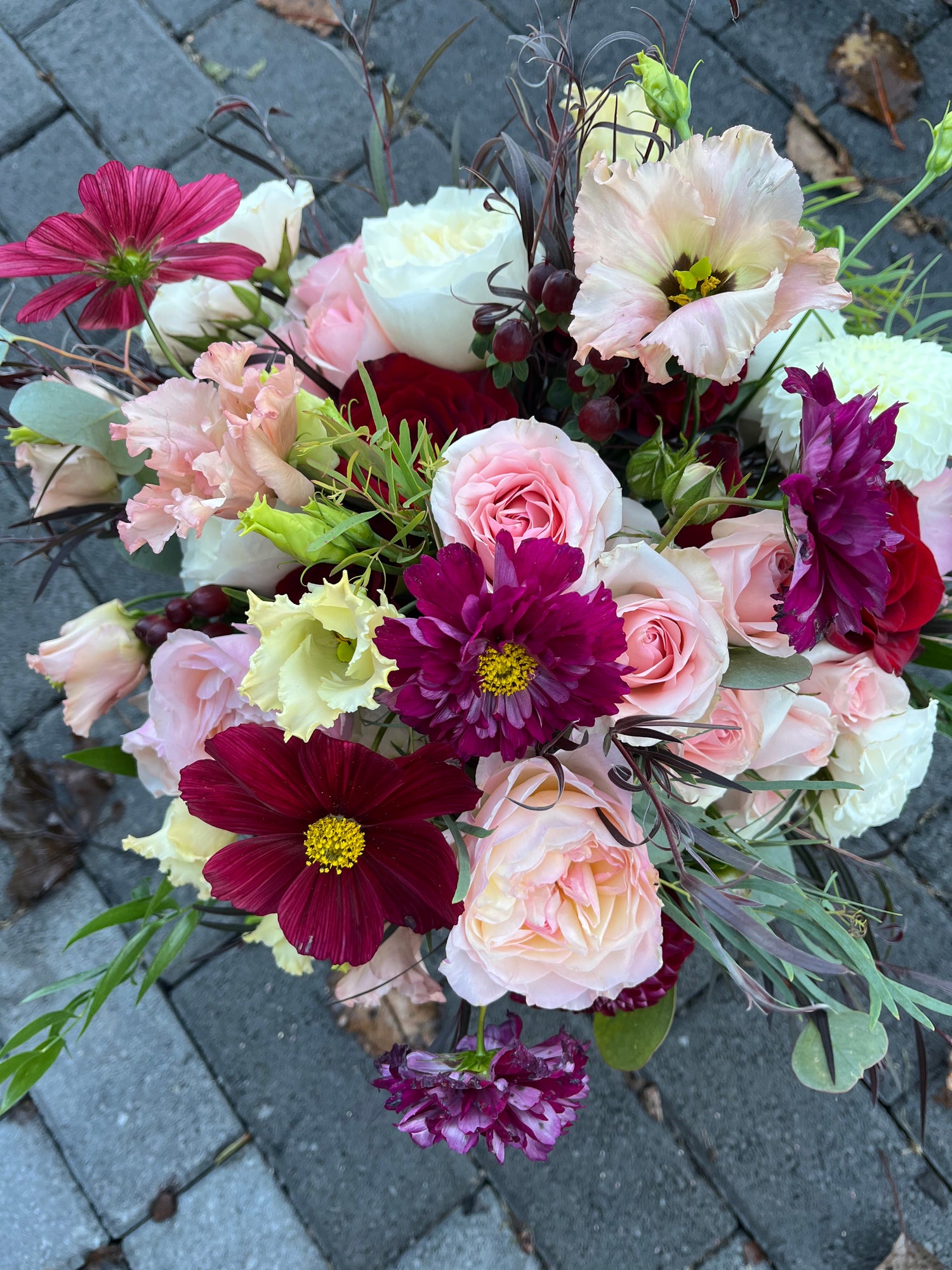 Burgundy, Pink, & White Fall Wedding Flowers by B's Flowers LLC