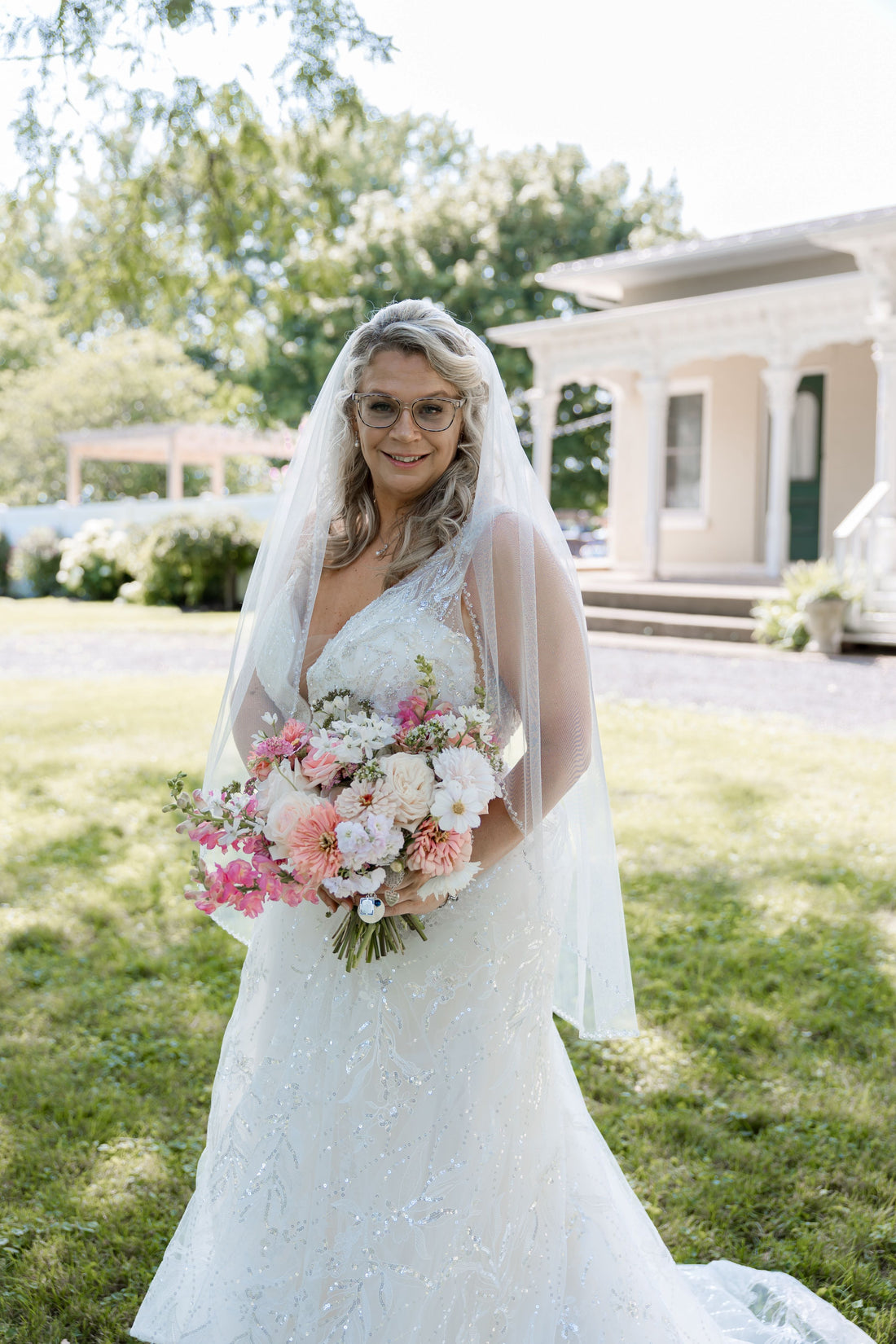Pink wedding flowers by B's Flowers LLC at the Gallagher in Medina, NY