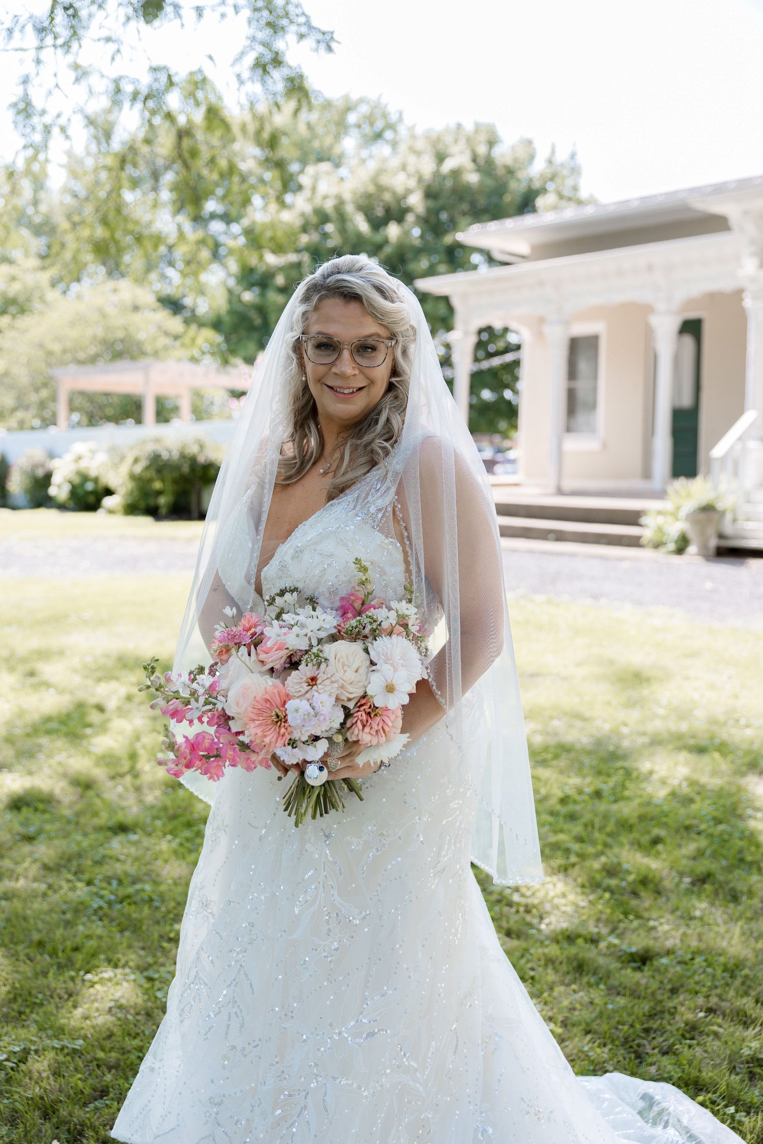 Pink wedding flowers by B's Flowers LLC at the Gallagher in Medina, NY