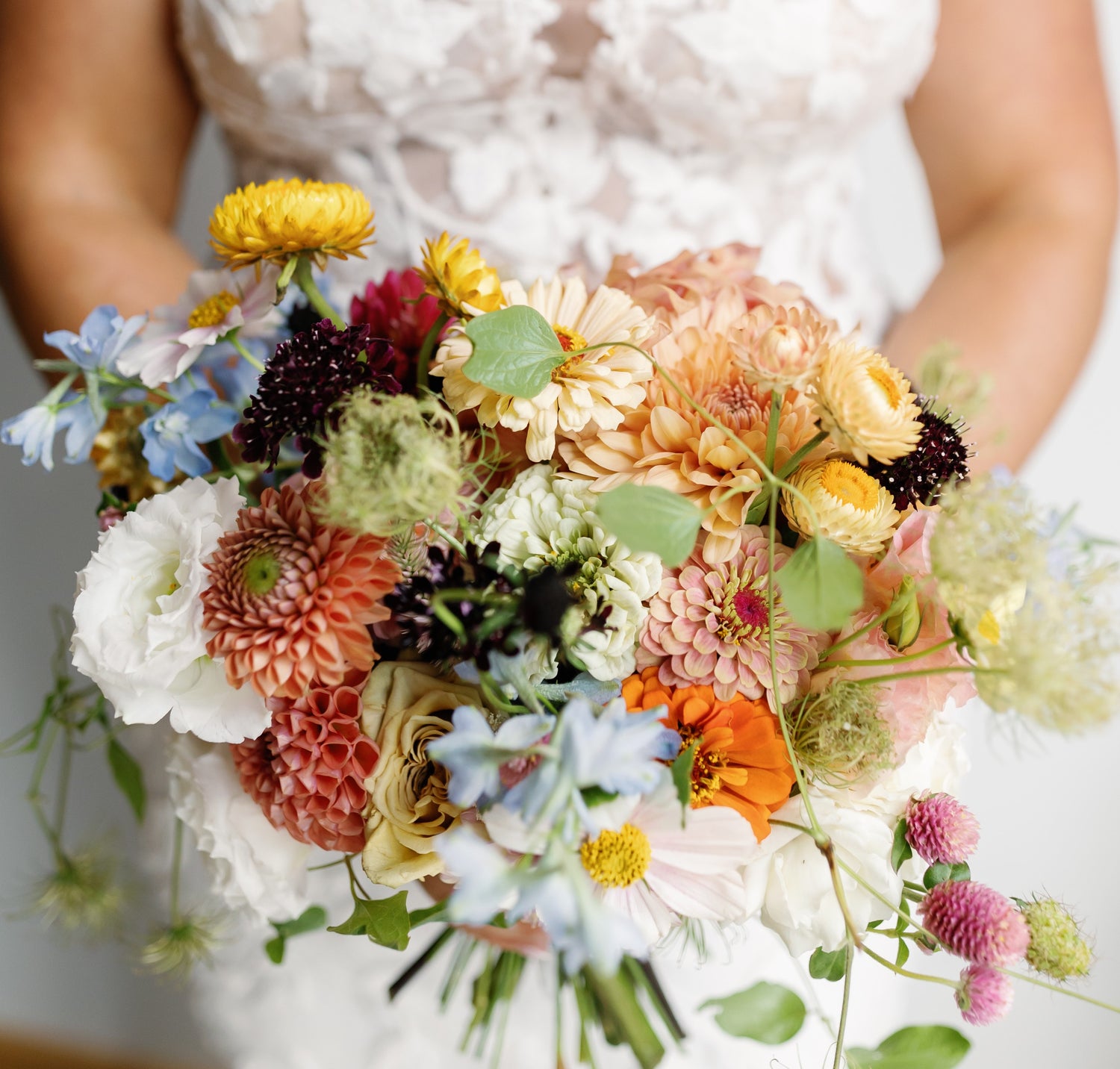 colorful wedding flowers by wedding florist B's Flowers LLC in Gasport, NY at Binksberry Hollow