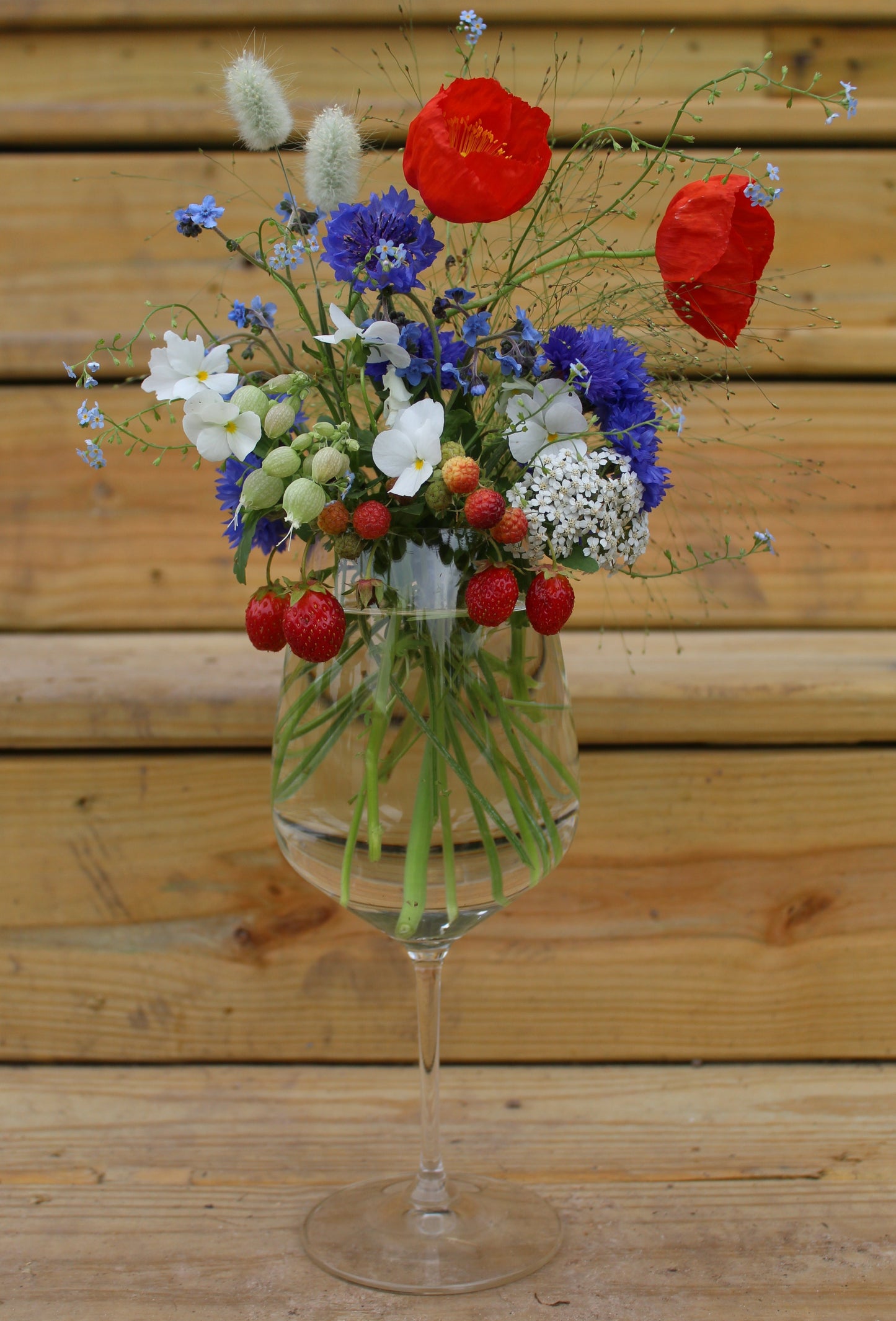 wine glass flowers