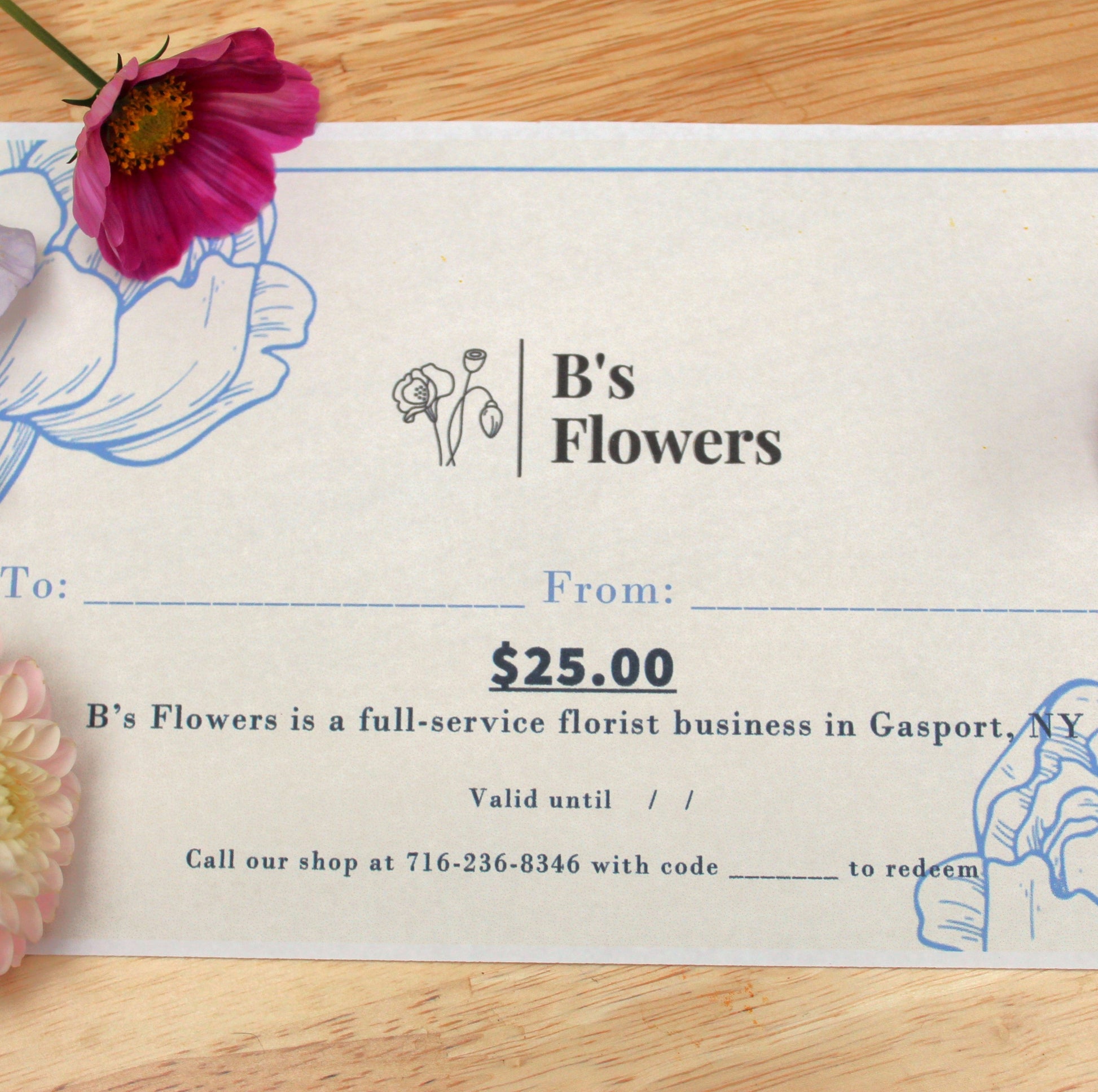 b's flowers gift certificate